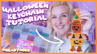 How To Make A Beaded Halloween Keychain with Pony Beads ✨STEP BY STEP TUTORIAL✨