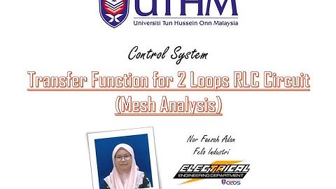 Control System: Transfer Function for 2 Loops RLC Circuit (Mesh Analysis)