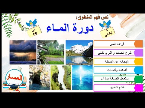 نص فهم المنطوق دورة الماء أشاهد وأتحدث أستعمل الصيغة بما أن أنتج شفويا ص 60 سنة خامسة إبتدائي 