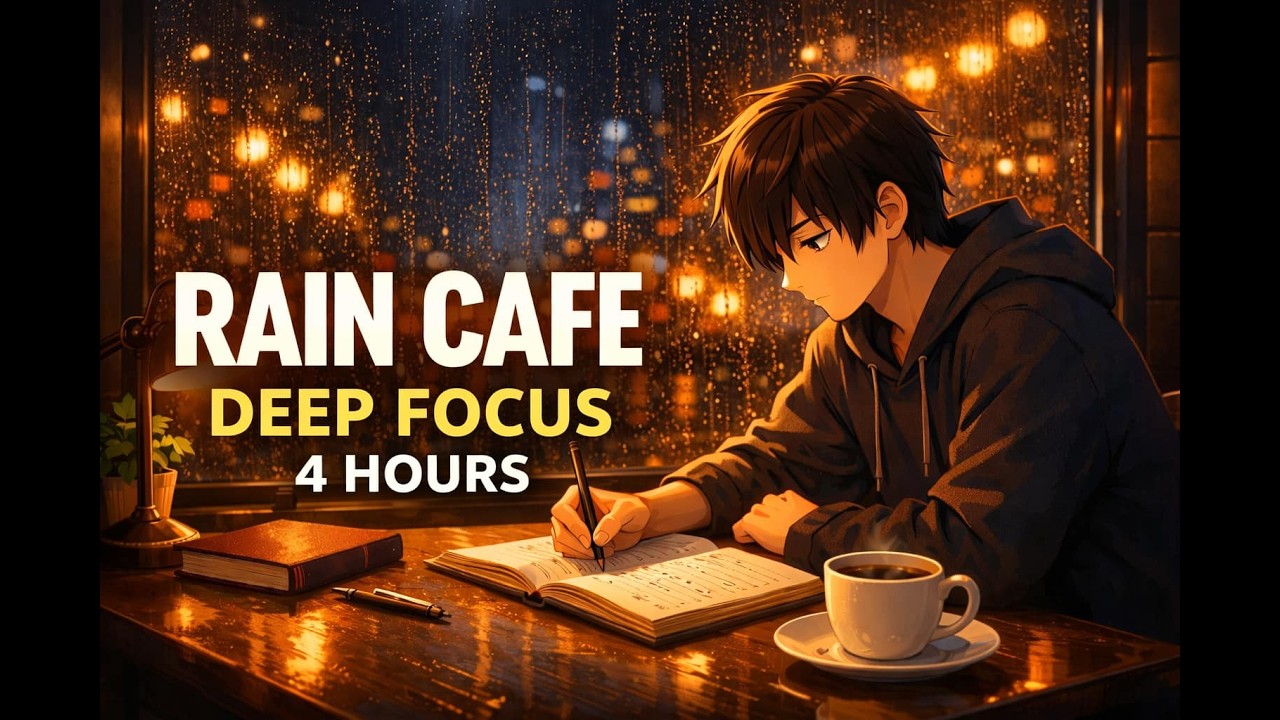 【4 Hours】雨の窓際カフェ｜Rainy Window Cafe Ambience for Study & Focus