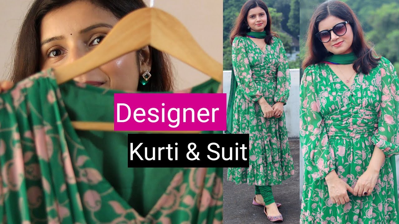 Bottled Green Latest Roman Silk Kurti With Pant | Latest Kurti Designs