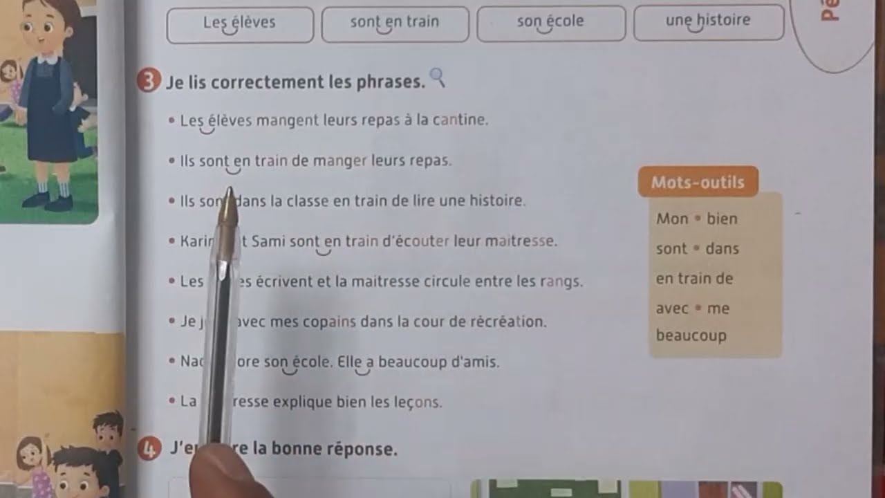Français 3ème année primaire, où sont les élèves