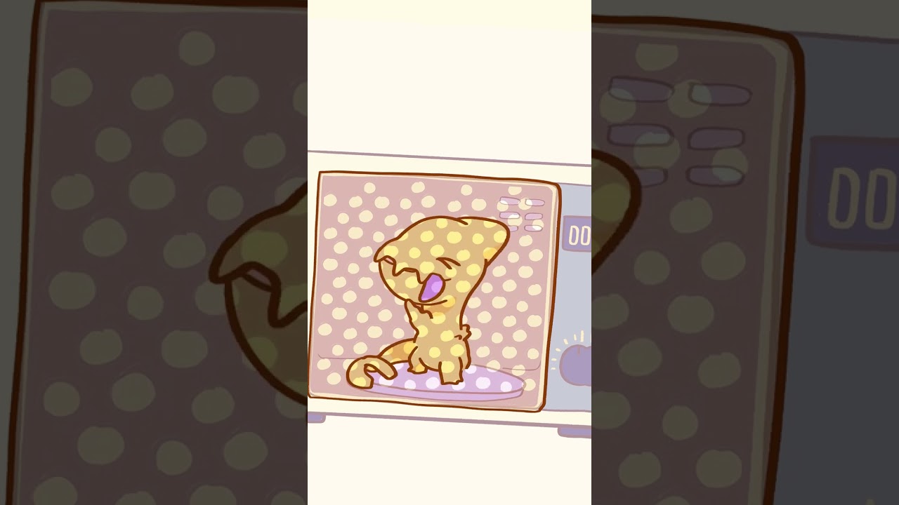 Gluttony, a Voidpet Chibi, spinning in a microwave