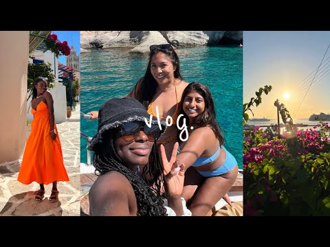 GREECE VLOG | gals trip in Mykonos + Paros | seafood, boat trips, partying!