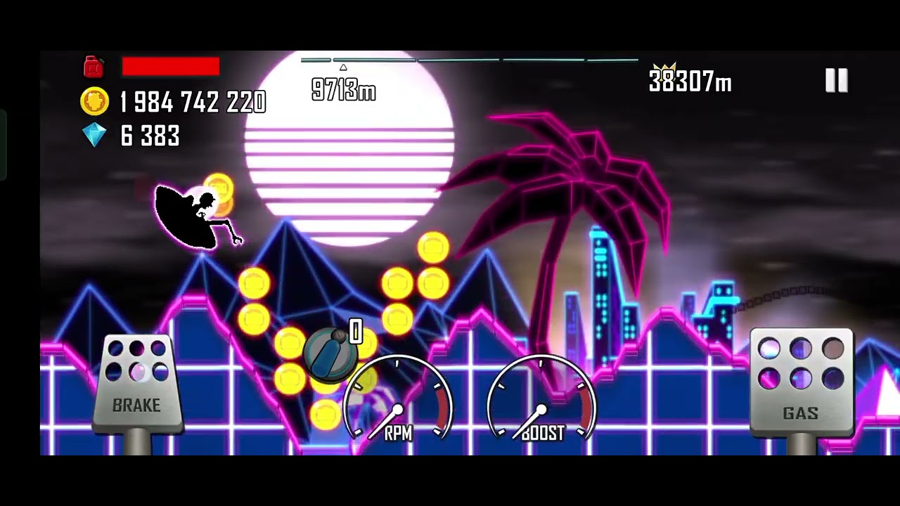 Hill climb racing NEON with UFO full run part 1 