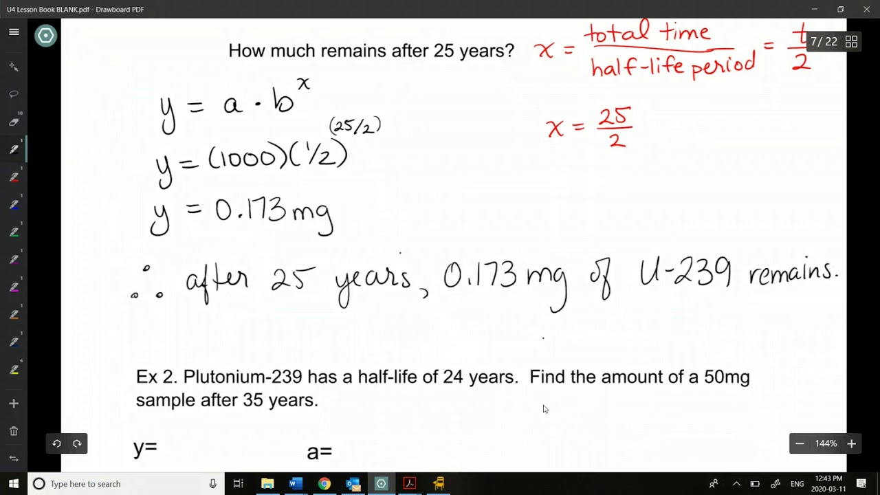 Single exponential decay formula