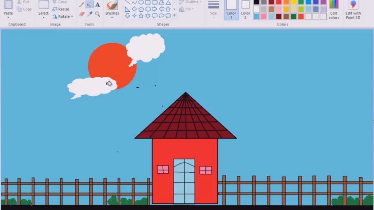 Easy home drawing by paint || Easy house drawing by MS Paint - YouTube