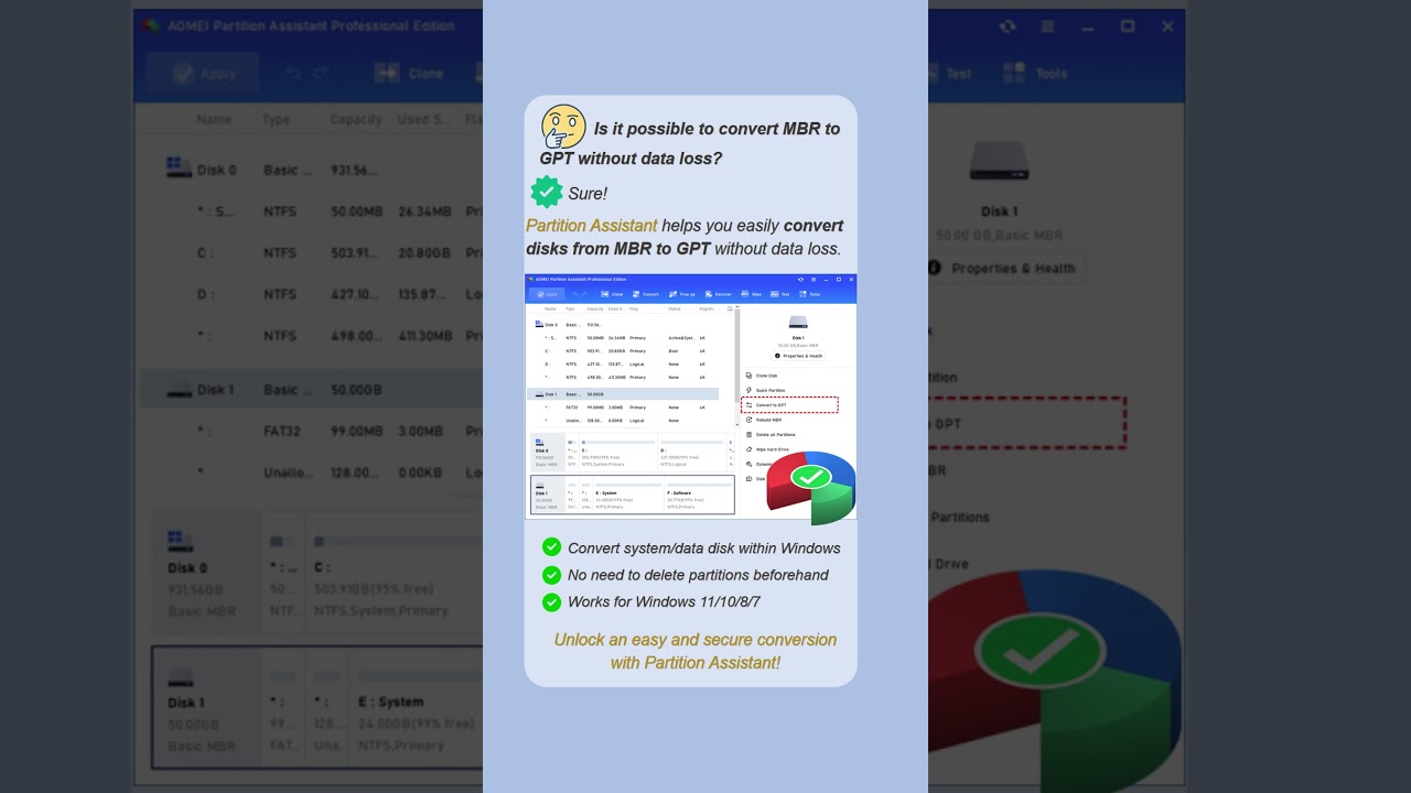 Easily Convert MBR Disk to GPT Without Losing Any Files