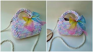 #186 Crochet Bag | Puff Pattern Handheld Mini Bag Hook | Duong Lieu Handmade