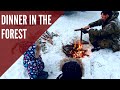 AUSTRALIAN FAMILY MAKE DINNER IN THE SIBERIAN FOREST | Amateur bushcraft without an axe or saw!!!
