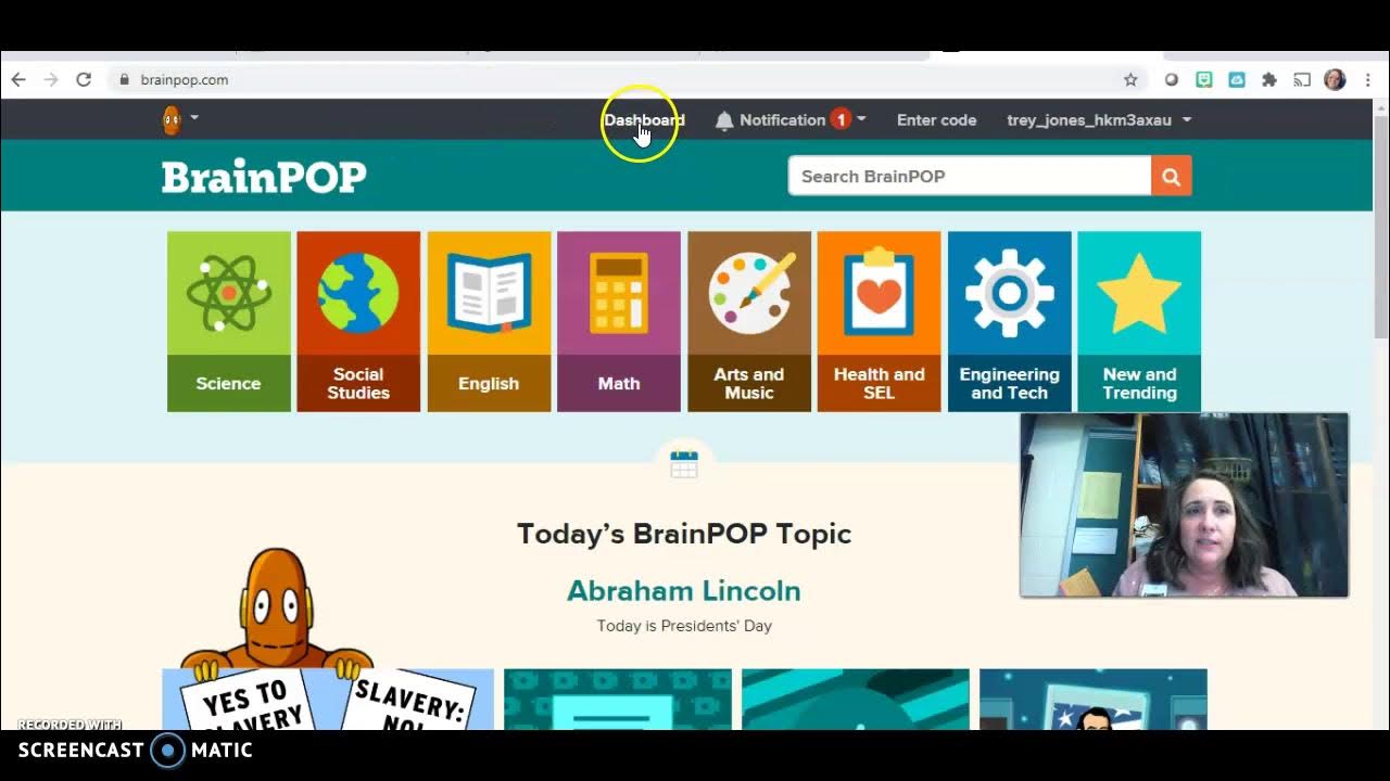 Typing in your BrainPop class code YouTube
