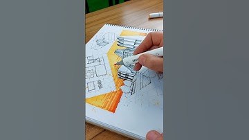 Marker rendering🧡💛#sketch #architecturedesign #drawing #howtodraw #drawingtechniques #art #design