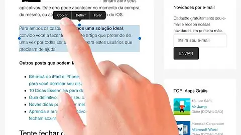 Como ativar a opção Copiar e colar no iPhone?