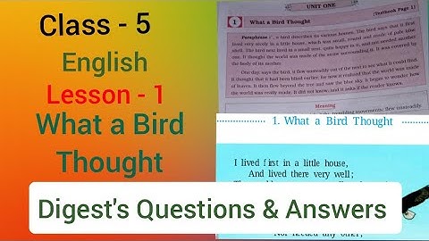 5th Std. English Lesson 1. What a Bird Thought. Digest question answer. MH Board