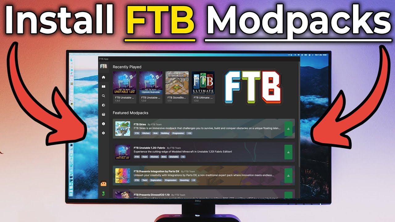 how-to-get-feed-the-beast-modpacks-in-minecraft-ftb-app-youtube