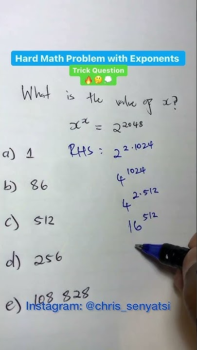 Hard Math Problem with Exponents | trick question #mathstutor #shorts # ...