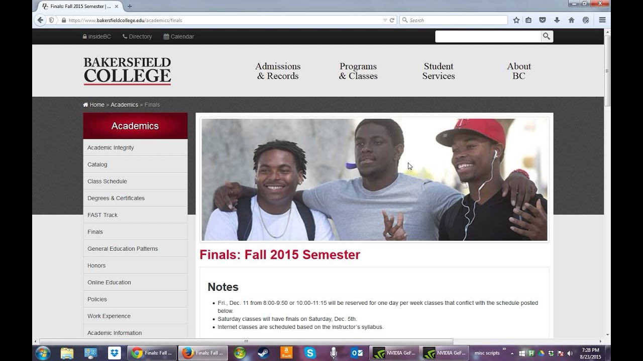 How to find the final exam schedule at Bakersfield College - YouTube