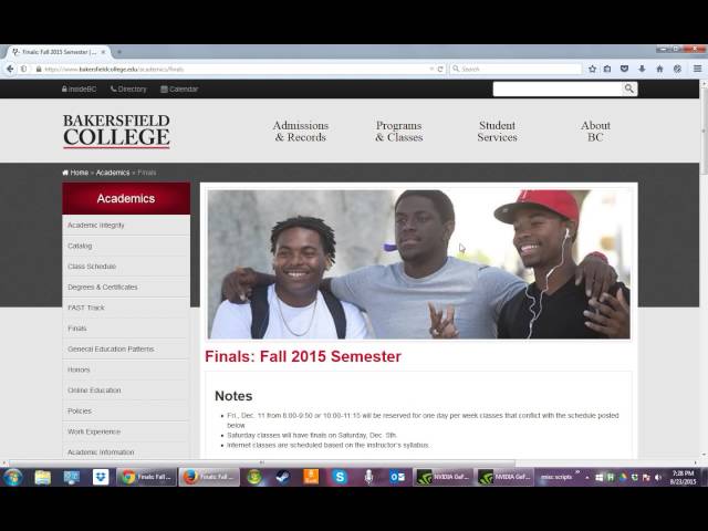 How to find the final exam schedule at Bakersfield College - YouTube