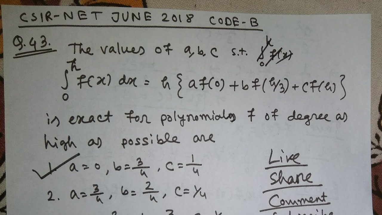 Csir net june 2018 mathematics Q. 43 booklet code B