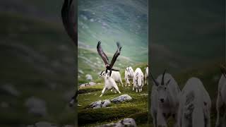 The eagle flying to attack the goats for food #eagle#goats #viralvideo #animals #shorts#