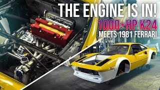 The 1000hp K24 is IN the Ferrari! KSwap 308 Time Attack Build Ep. 59