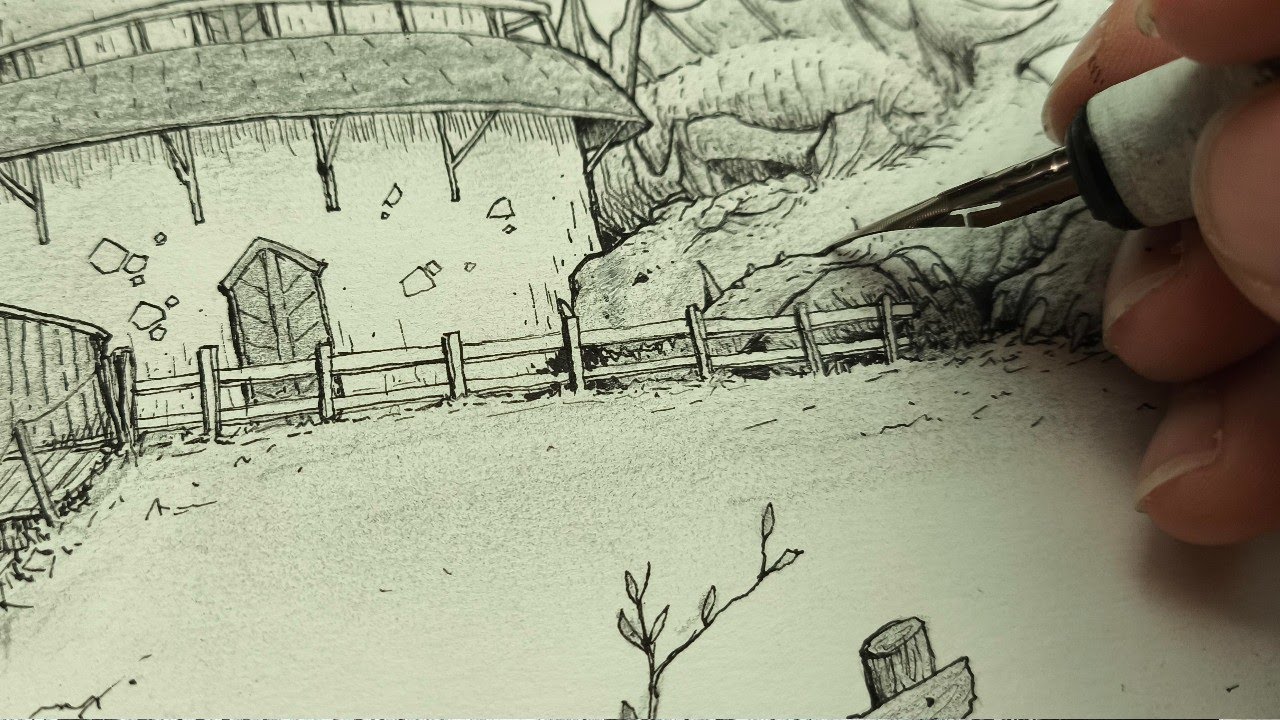 The Dragon’s House | Ink & Dip Pen Fantasy Art