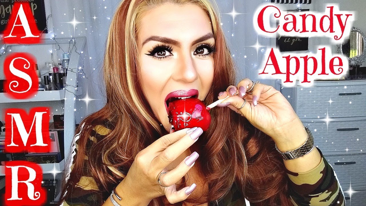 ASMR Eating My FAVORITE! Candy Apple (Whisper Eating)
