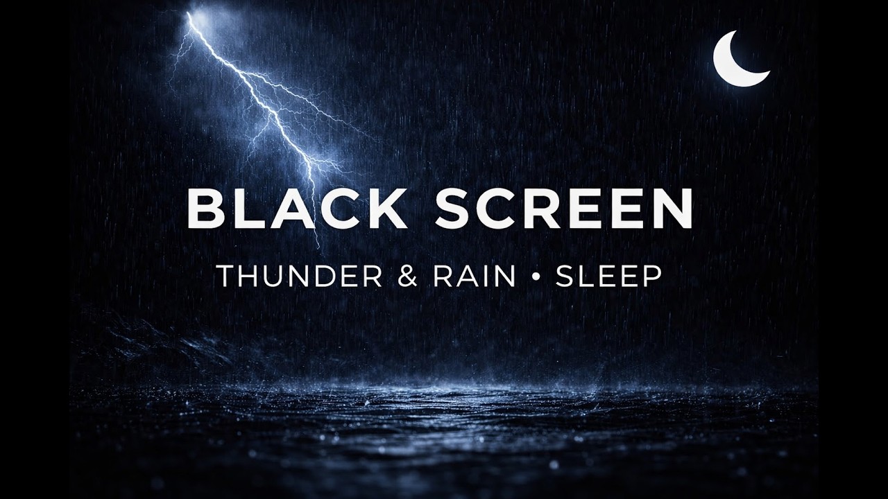 Дождь и гром для глубокого сна (12 ч чёрный экран, лесная гроза)