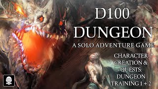 D100 Dungeon: component overview, character creation, playthrough Quest  - Dungeon Training 1 & 2