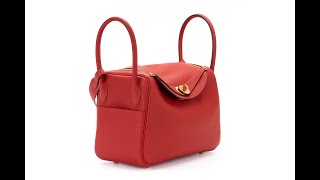 Hermès Lindy 26 Rouge Vermilion Clemence Gold Hardware - Luxury