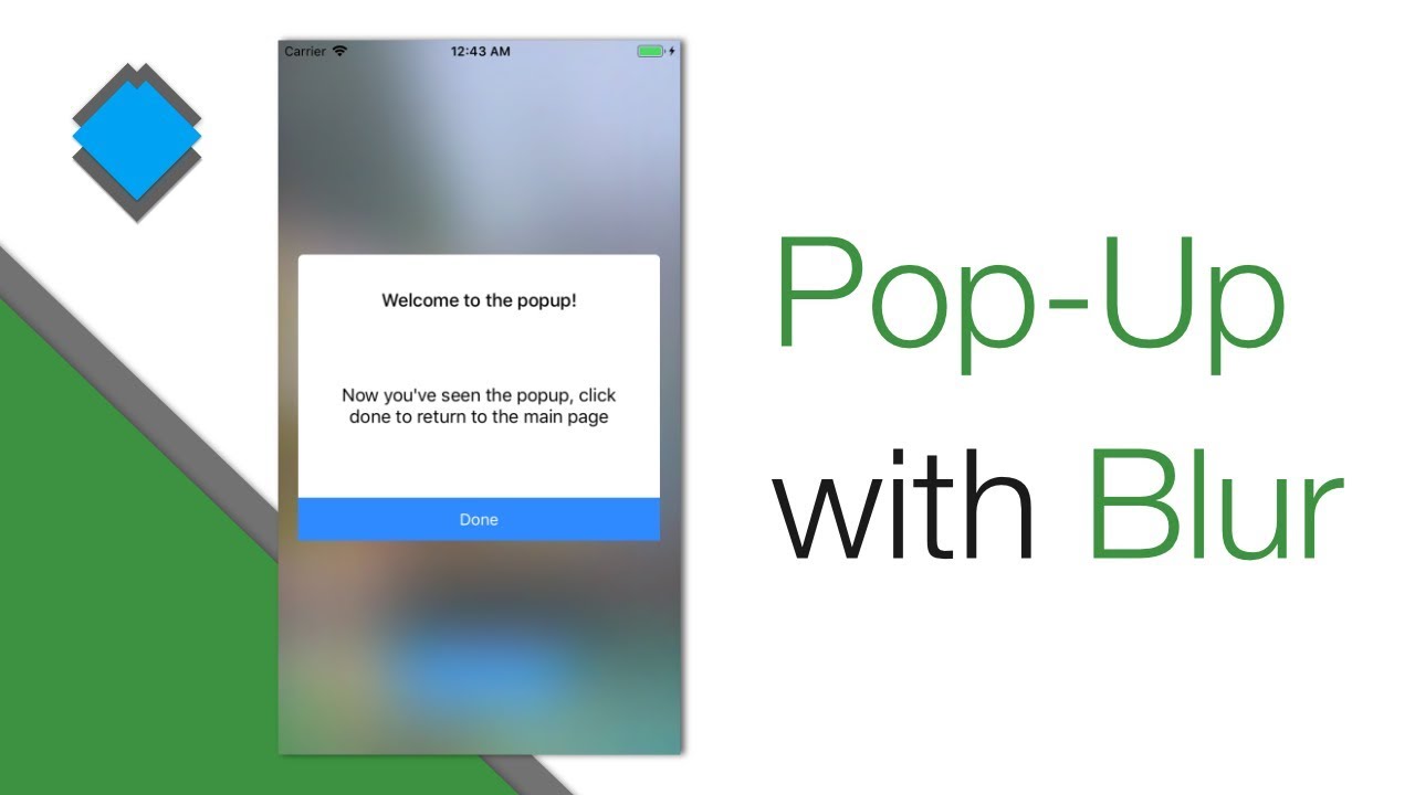 Tạo hộp thoại pop-up với hiệu ứng mờ trong Swift/Xcode - YouTube: \