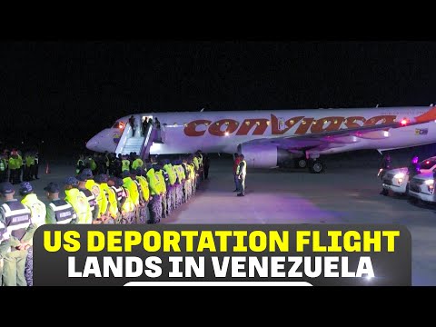 Now playing, Flight carrying migrants deported from U.S. lands in Venezuela Now playing, Flight carrying migrants deported from U.S. lands in Venezuela