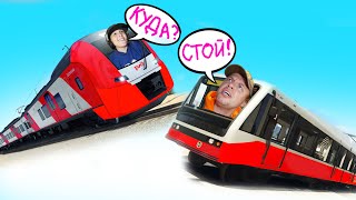 Остановили Поезда и Трамваи в GTA5 Сборник серий подряд про Железную Дорогу