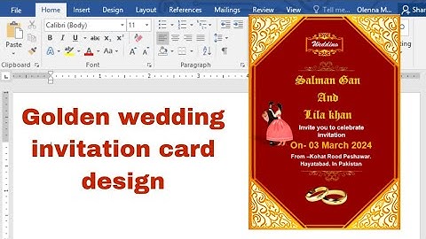 how to make golden wedding invitation card  in Ms word | Marriage invitation card  design in Ms word