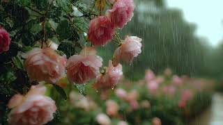 Soft Autumn Rain on Pink Roses 🌹 Relaxing Rain Sounds on Flowers & Leaves | Peaceful Garden Ambience screenshot 3