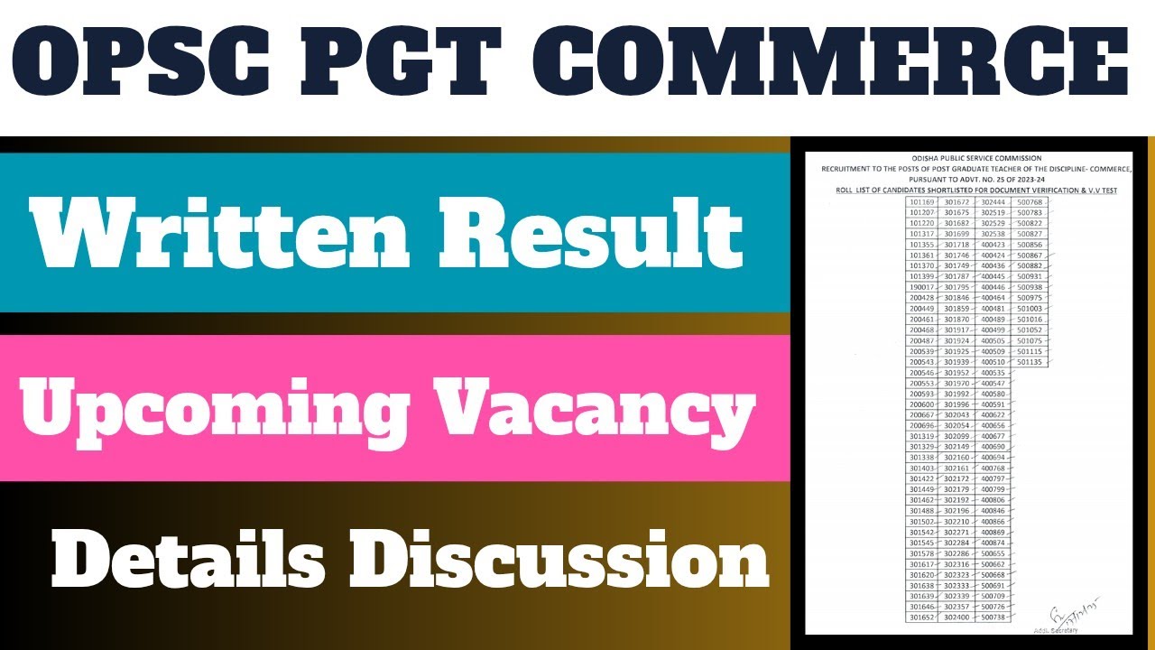 OPSC PGT Commerce Written Results II PGT Commerce Upcoming Vacancy 
