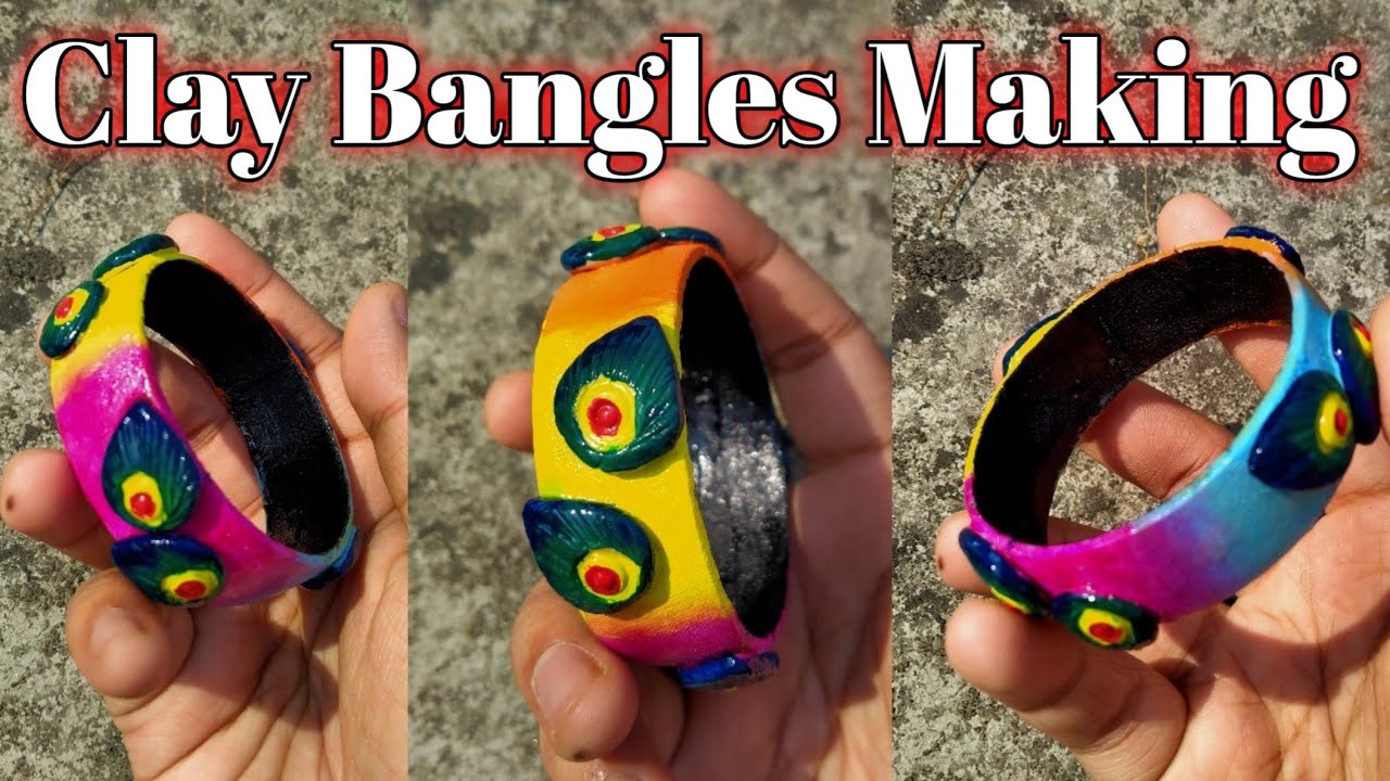 Handmade clay bangles making at home | DIY clay bangles making | clay Jewellery making@হস্তশিল্প