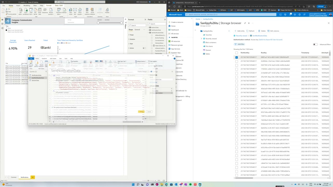 How to have new Azure Data Table columns added to Power BI