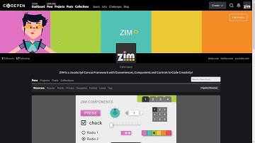ZIM Explore! 14. CodePen - #HTML #Canvas #JavaScript, #CreateJS, #ZIMjs