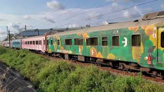 2次觀光列車通過高雄市路竹區保民路99巷旁(E404)(7節全彩繪編組)(Hello Kitty彩繪列車)