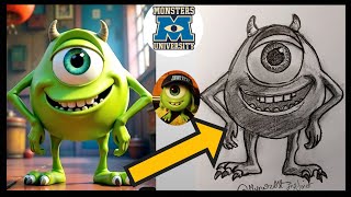 Drawing Mike Wazowski 😎😍 from Monster University|Easy way | #mikewazowski #drawing #howto