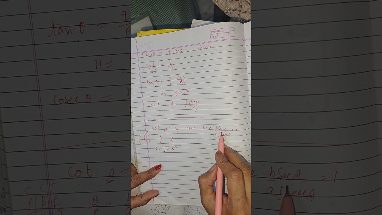 if cot A=b/a then prove that bSecA/a CosecA =1 