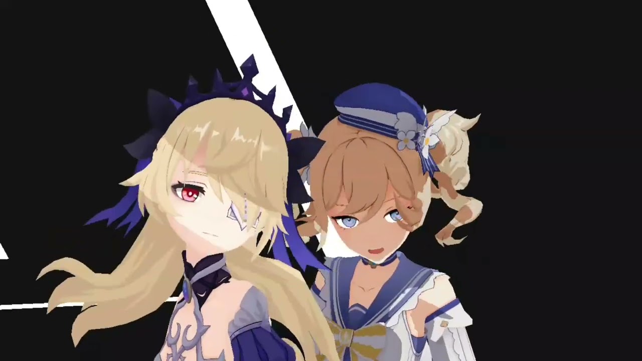 [MMD原神 Genshin impact 원신] Babara VS Fischl - Trouble Maker #mmd原神 #바바라 #피슬 #원신 #genshin #공월의노래 