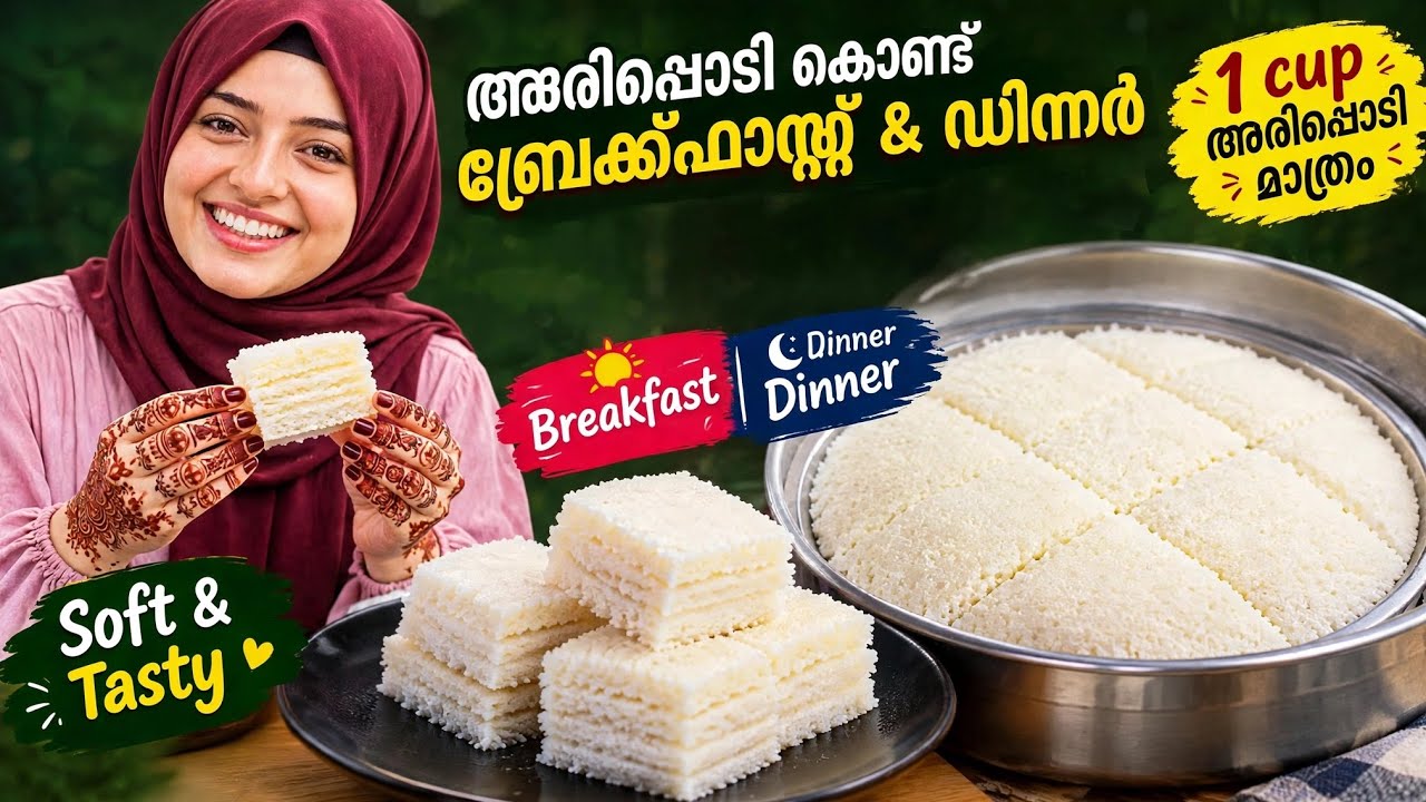 😱 1 കപ്പ് അരിപ്പൊടി മാത്രം മതി🔥 Breakfast and dinner recipe 😍 | Steamed ...