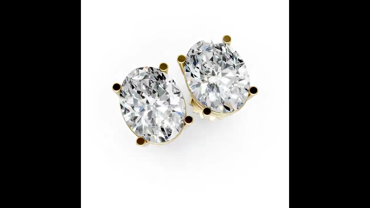 Oval Cut Diamond Stud Earrings in Scalloped Basket Setting