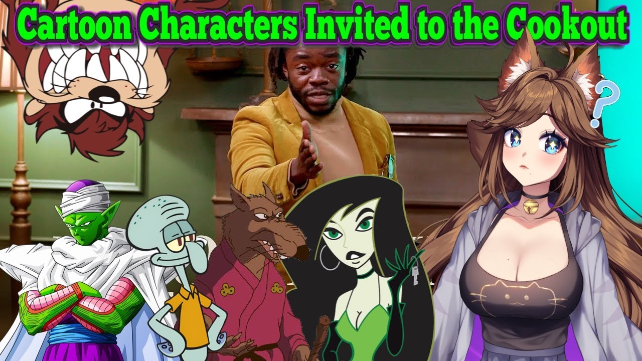 Очень белая девочка реагирует на приглашенных на пикник персонажей мультфильмов