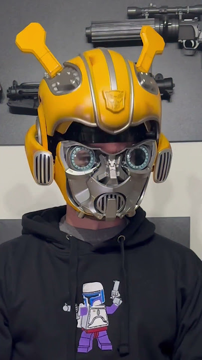 The voice commands on the bumblebee helmet #transformers #bumblebee #unboxing #helmet #shorts