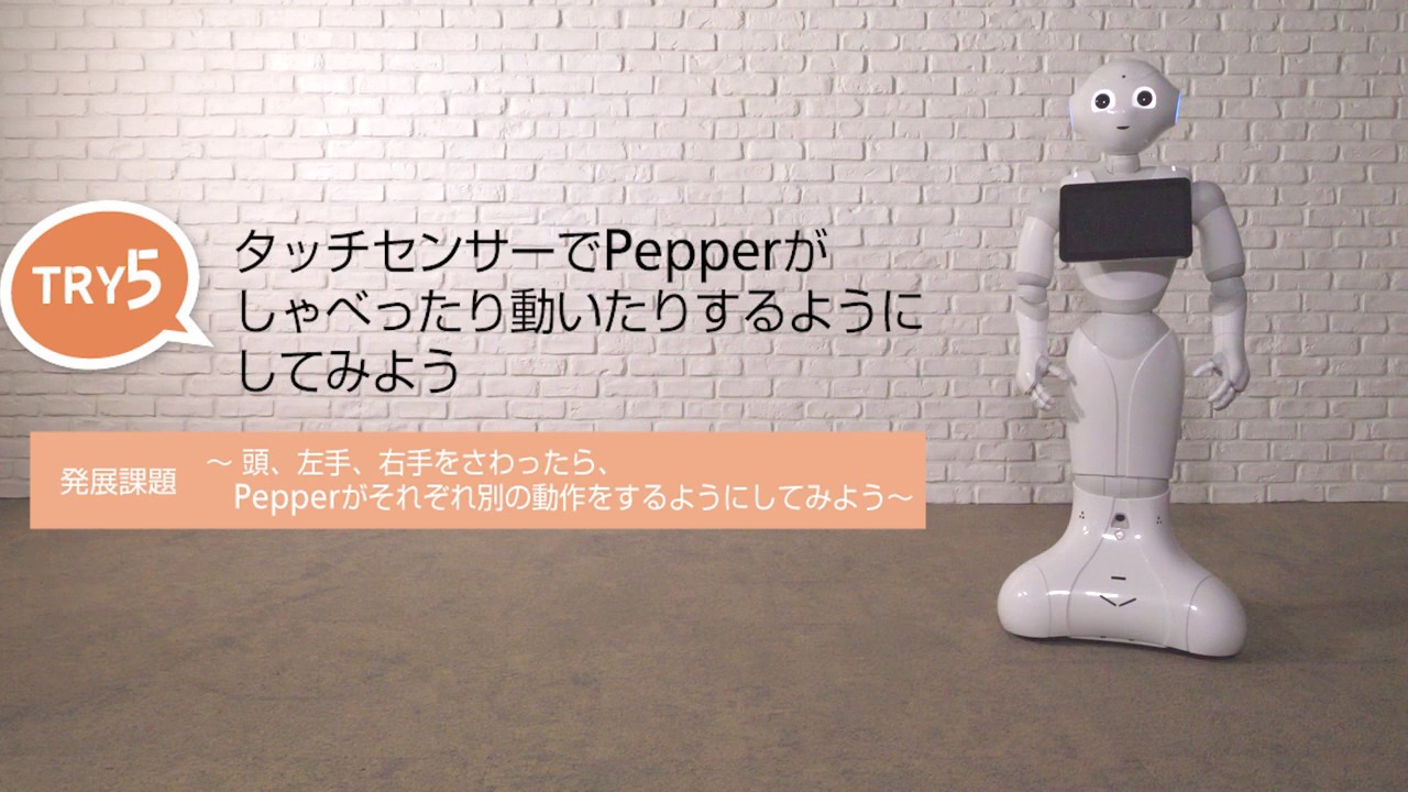 ペッパーくん研修用動画 Choregraphe 14：TRY5 発展課題（タッチ