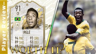 The G.O.A.T! Insane 91 Rated Base Icon PELE Player Review! FIFA 22