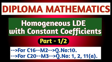 Diploma M2//Homogenous L.D.E with Constant Coefficients//3Marks//Q.No:9 or 10
